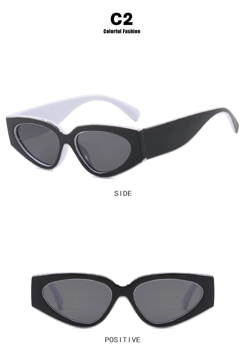 2025 New Fashion Cat Eye Small Oval Women Sunglasses Men Trendy Y2K Punk Sun Glasses Female Travel Shade Vintage Eyewear UV400