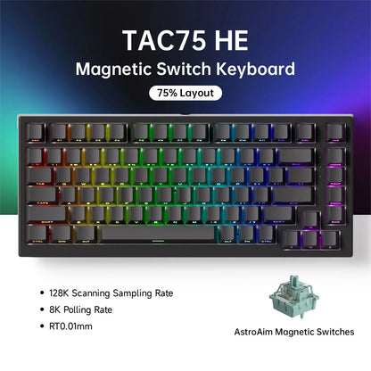 Tastiera AKKO TAC75 HE con switch magnetici 75% Gaming Keyboard Rapid Trigger 0.005mm 8K RGB cablata Esports, tastiera custom per gamer