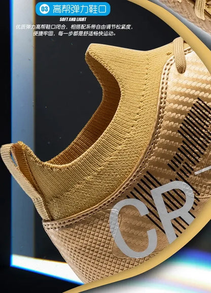 Kids Anti Collision Toe Football Boots Lace Up Closure Short Non Slip Studs Wearproof Breathable Outdoor Grass Game Shoes