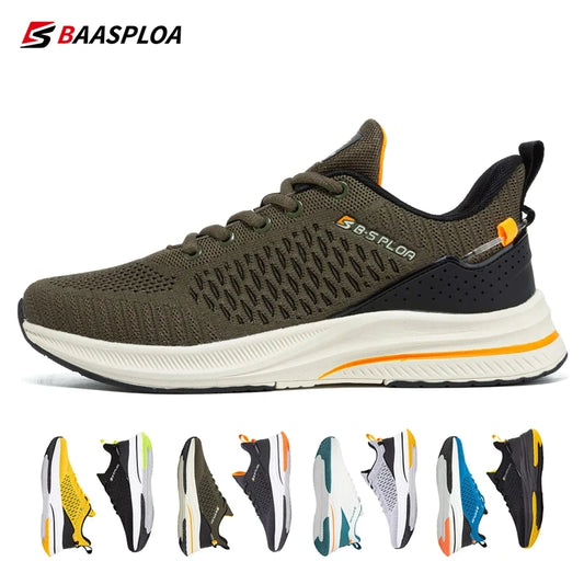 Baasploa Leichte Laufschuhe für Herren, bequeme Designer-Mesh-Sneaker für Herren, lässige Schnürschuhe für Outdoor-Sport und Tennis