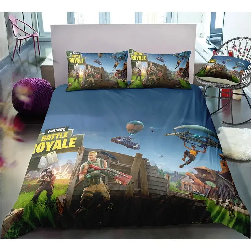 Fortnite Bedding Set Duvet Cover 3 Piece 3D Printed Bedroom Bedding Game Anime Cartoon Pillowcase Room Decoration Gifts