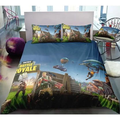 Fortnite Bedding Set Duvet Cover 3 Piece 3D Printed Bedroom Bedding Game Anime Cartoon Pillowcase Room Decoration Gifts