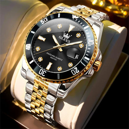 Orologio da uomo OLEVS – Orologio di lusso, stile professionale, impermeabile, con datario, lancette luminescenti, cassa in acciaio inossidabile e quadrante blu – Orologio al quarzo