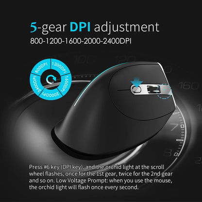F-36 ergonomikus vertikális egér 2.4G+BT1+BT2 vezeték nélküli, jobb- és balkezes számítógépes gaming egér, optikai USB egér számítógéphez és laptophoz