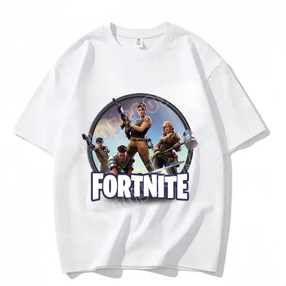 Fortnite Crew Neck T Shirt Unisex Adult Game Dance Fashion New Pure Cotton Short Sleeve Tops Perfect for Casual Wear Vacations
