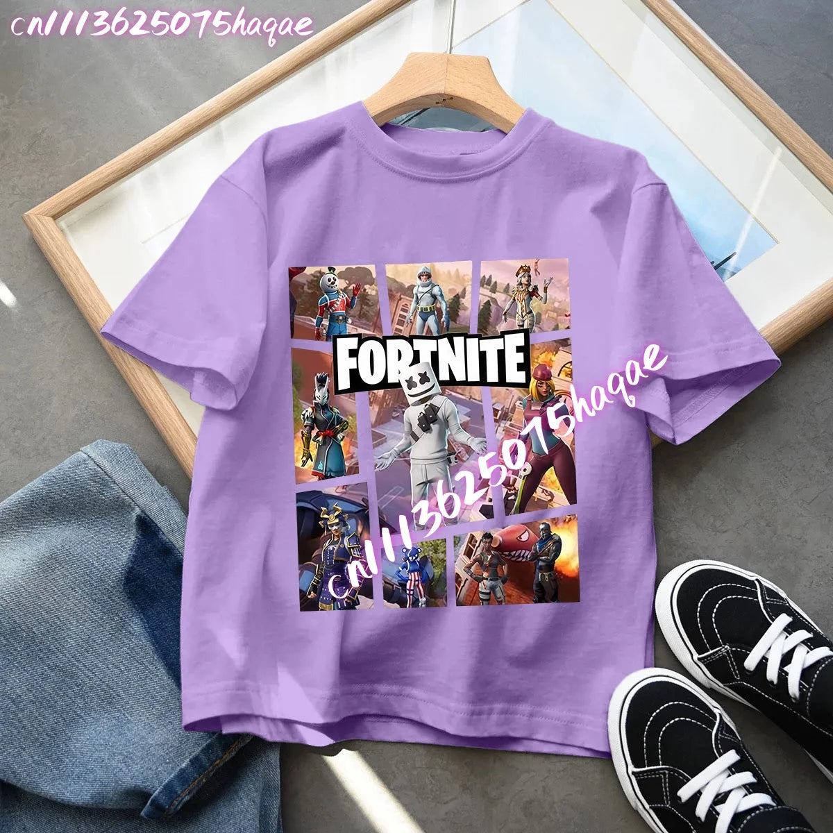 Fortnites Children T-Shirts Anime Printed Figures Tops Cartoon Fortress Night Summer Clothes Girls Short Sleeves Pullover Tees