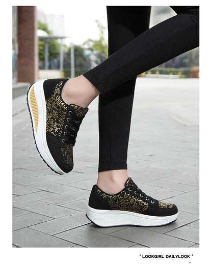 Damen-Leder-Sneaker, lässig, modisch und bequem – Plateau-Walking-Schuhe, Keilabsatz-Mokassins, atmungsaktive Loafer, Damenschuhe