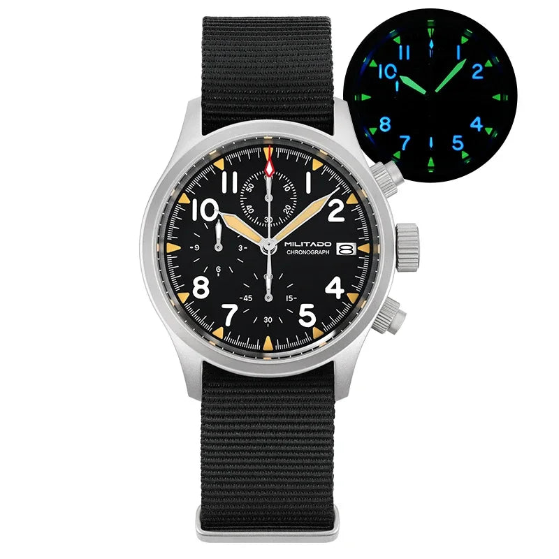 Militado VK61 VK67 Quarz-Chronographenuhr 39mm 316L-Edelstahlgehäuse 3 Zifferblätter wasserdicht 100M Multifunktions-Militäruhr
