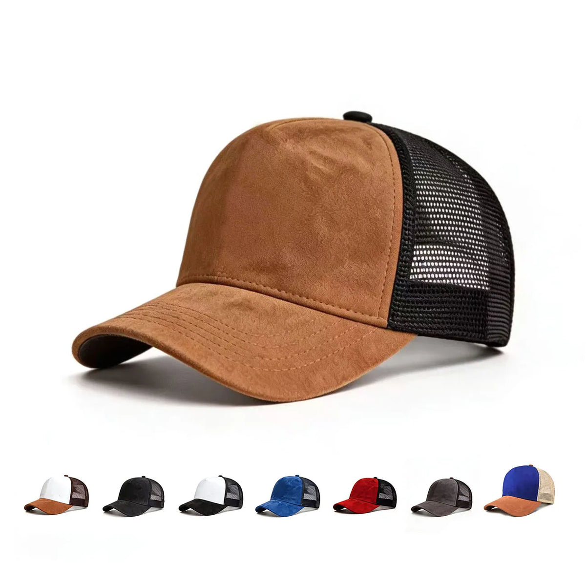 Summer Mesh Baseball Cap Women Men Solid Suede Cap Patch Snapback Hat Casual Breathable Unisex Street Hip Hop Trucker Caps