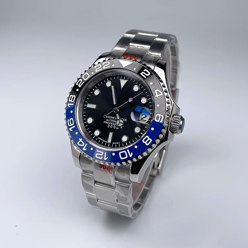 YM Style 40mm Mens Wristwatch, Bidirectional Rotate Bezel, Luminous Dial & Sapphire Crystal, Jubilee Bracelet for NH35 Movement