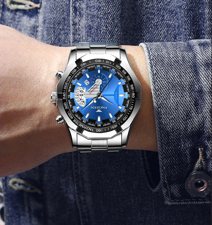 Montre-bracelet pour homme, style militaire, décontracté ou sportif, à quartz, de marque prestigieuse, en acier intégral, étanche