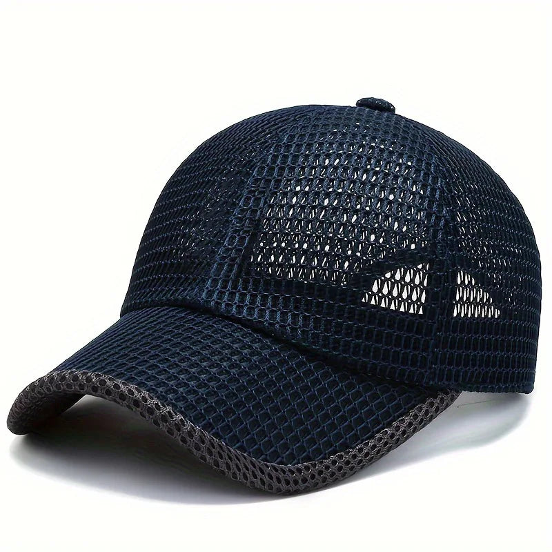 Men's Solid Color Mesh Breathable Baseball Cap Sun Protection Hat Women Sports Cap Camping Cap