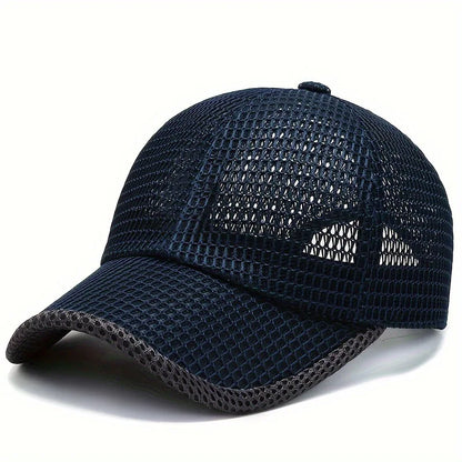 Men's Solid Color Mesh Breathable Baseball Cap Sun Protection Hat Women Sports Cap Camping Cap