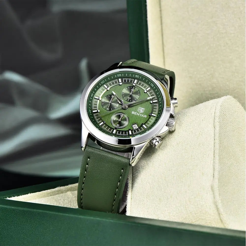 BENYAR 2024 New 40MM Men's Quartz Watch 50M Waterproof Automatic Diving Watch Luxury Fashion Men's Stainless Steel Watch