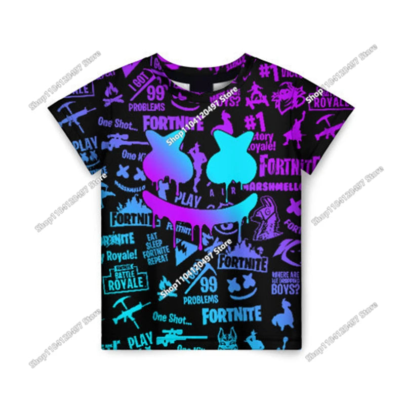 Anime Fortnite T-Shirts Girl Clothing T Shirt Boys White Cartoon Tees Baby Summer Shirts Cute Printed Tops Costume