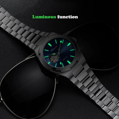 Men's Fully Automatic Mechanical New Trend Steel Strip Business Hollow Waterproof Male Fashion Wristwatches High End Gifts