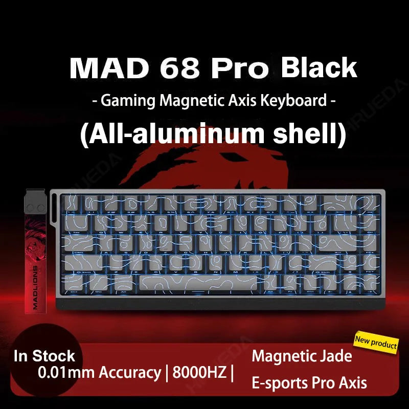 MADLIONS Mad 60he Mad60HE Mad 68HE Teclado mecânico com interruptores magnéticos, com fios, hot-swap, taxa de polling 8K, teclado gaming personalizado