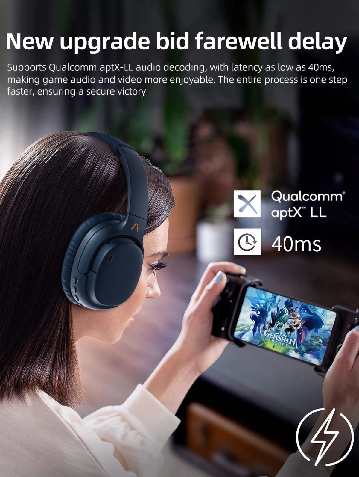1Mii E700 Wireless Bluetooth Headphones LDAC Lossless Hi-Res Sound,ANC Active Noise Reduction ,HIFI Stereo Gaming Headset,65H