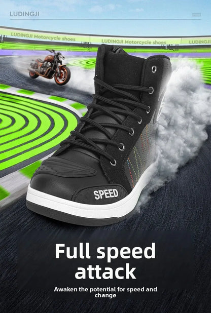 New Men's and Women's Four-Season Universal Safety Protection Motorcycle Riding Boots, Anti-Slip and Anti-Fall Motorcycle Shoes