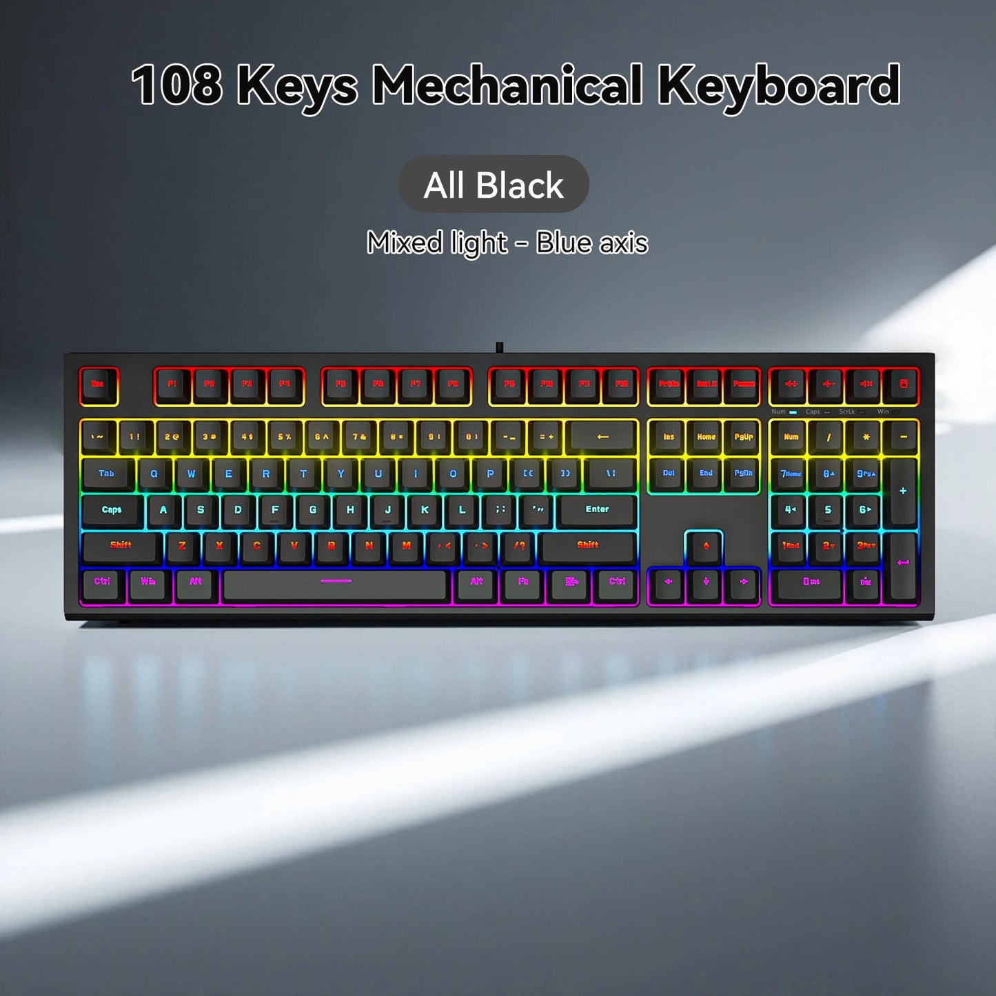 108-key Wired Mechanical Gaming Keyboard with RGB Backlit | Gaming Chip | Low Latency | Anti-Ghosting | for PC Win/Mac Gamers