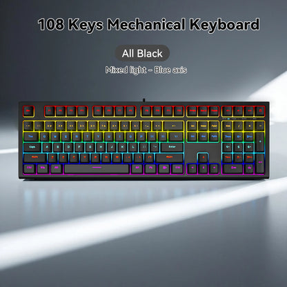 108-key Wired Mechanical Gaming Keyboard with RGB Backlit | Gaming Chip | Low Latency | Anti-Ghosting | for PC Win/Mac Gamers
