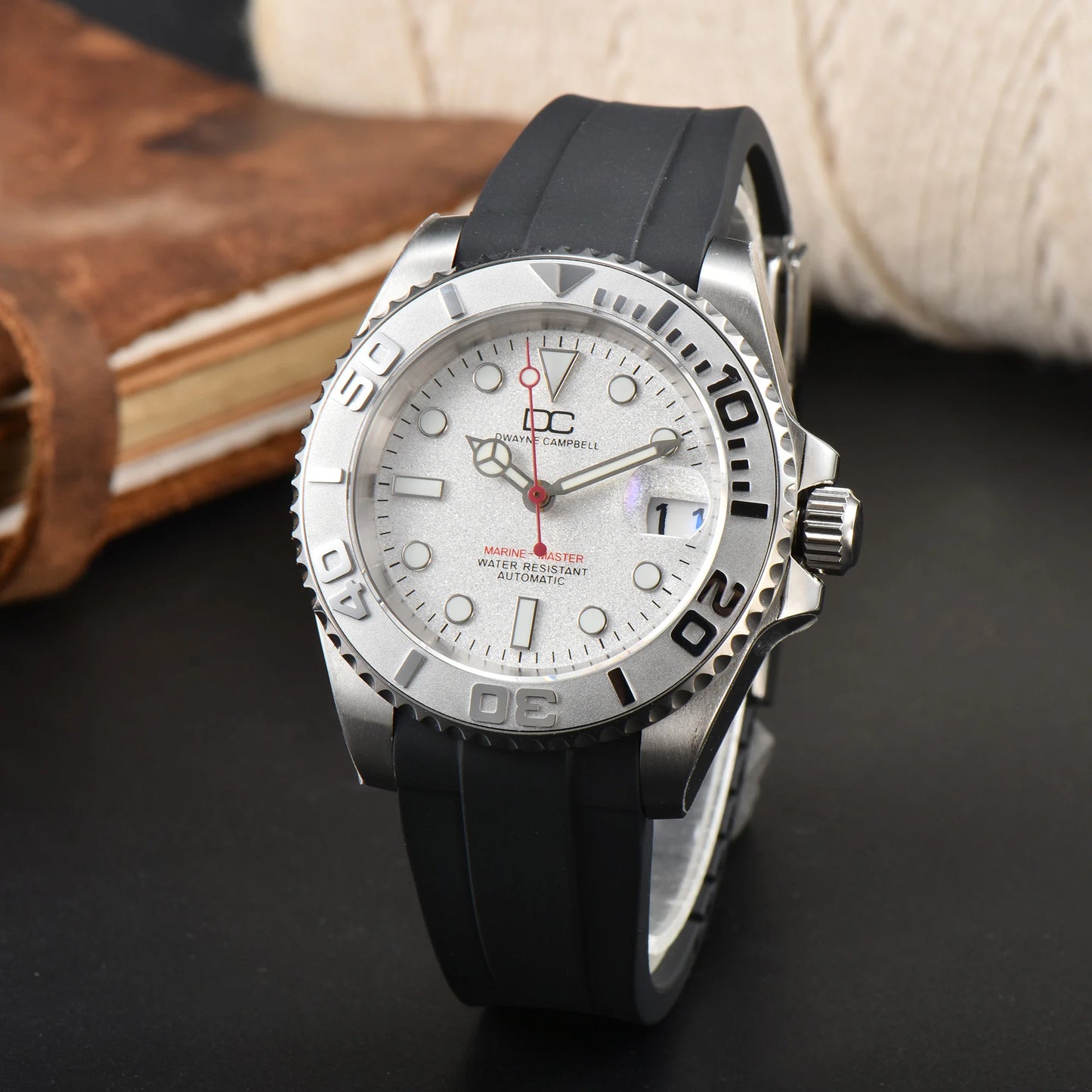 DWAYNE CAMPBELL NH35 Men's Mechanical Watch Waterproof Rubber Band Luminous Sapphire Glass Sport Watch