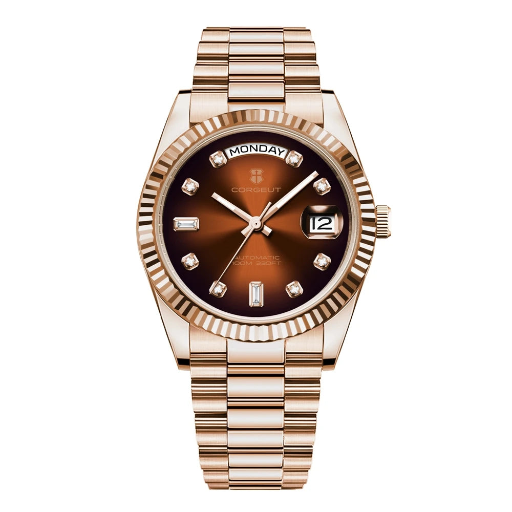 Luxury Corgeut 36MM Men Watch ST1644 Automatic Mechanical Wristwatch Sapphire Relogio Masculino 10BAR Day Swim dress Watches
