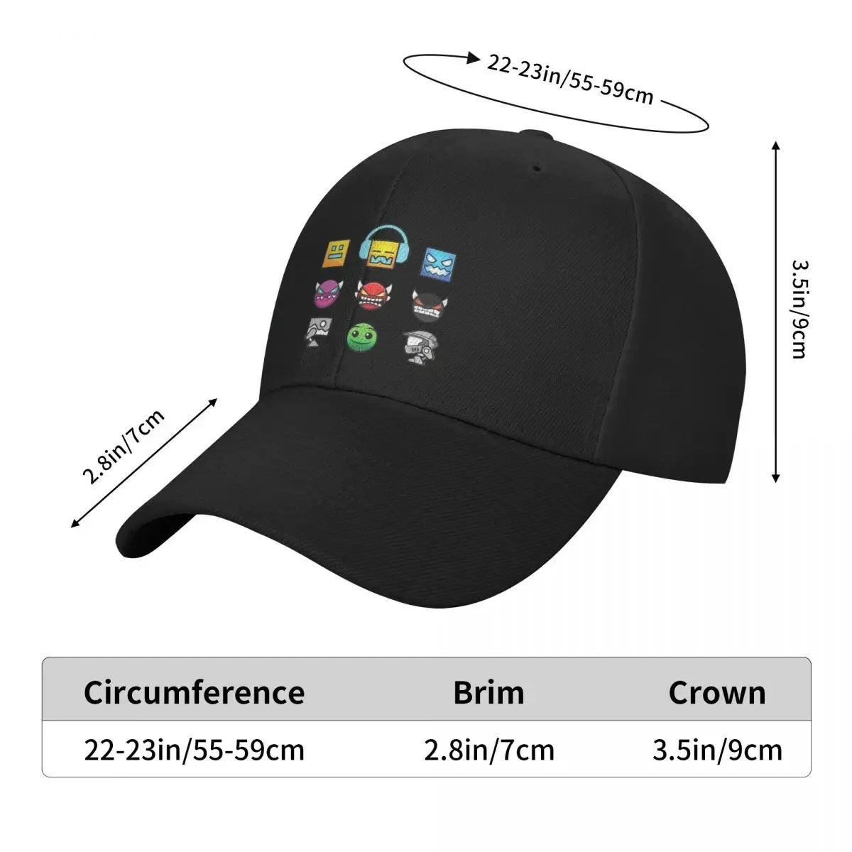 Geometry Dash Baseball Cap Unique hats tactical cap Golf Cap Ladies Men's