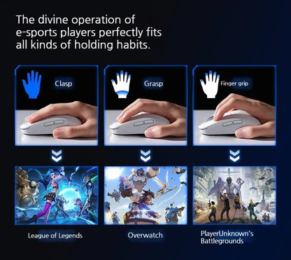 MCHOSE L7 Ultra+ közepes-nagy méretű kézre tervezett gamer e-sport egér, PAW3950, vezeték nélküli, három üzemmódú, könnyű irodai kétmeghajtós számítógépes egér
