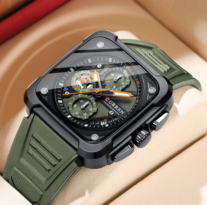 Top Brand CURREN Men's Watches Luxury Square Quartz Wrist Watch Original Waterproof Luminous Chronograph Watch for Men Relogio