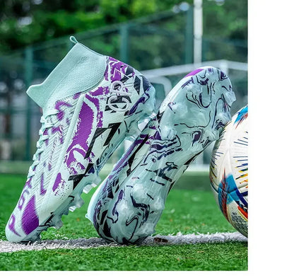 Unisex Teen Low Top Football Shoes Lightweight Elastic Sole Anti Slip Short Spikes Lawn Field Match Training Sneakers