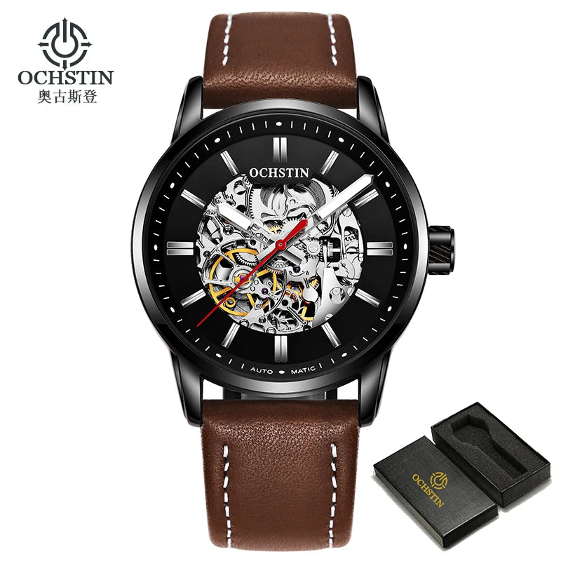 OCHSTIN Automatic Mens Watches Top Brand Luxury Royal Luminous Skeleton Waterproof Mechanical Fashion Male Clock Gifts for Men