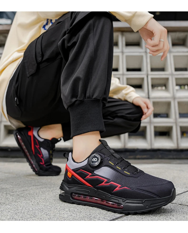 Sapatilhas de corrida para homem primavera e verão — calçado outdoor para caminhada, sapatilhas de trail resistentes ao desgaste com fecho BOA, respiráveis, estilo desportivo e casual