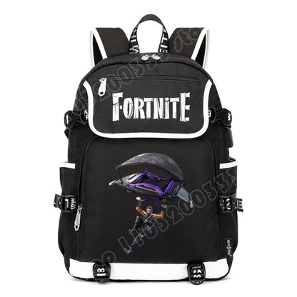Zaino Fortnites di grande capacità, borsa casual a tracolla con porta USB, unisex, stile anime, cartella per studenti, nuovo regalo di cancelleria elegante