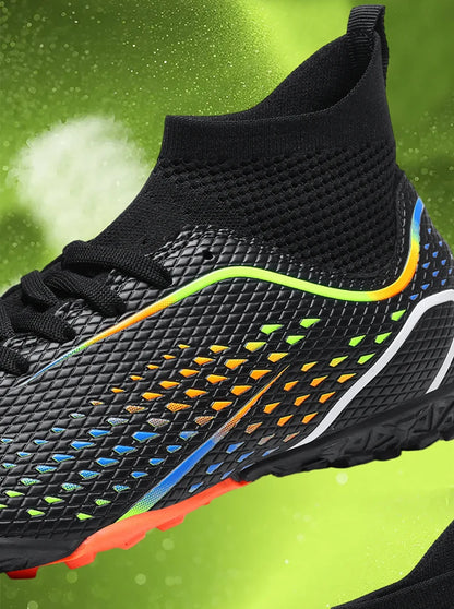 Zapatillas de fútbol para hombre, botas de fútbol profesionales para césped y futsal, unisex, para partidos en césped y entrenamiento al aire libre, tacos antideslizantes y transpirables