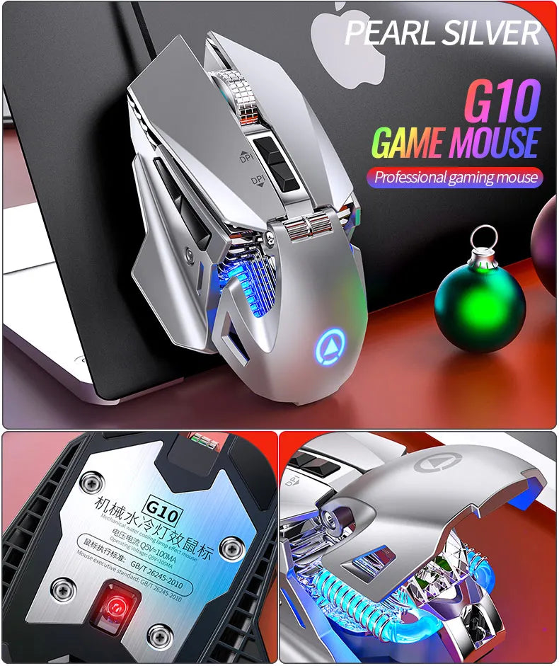 Kabelgebundene RGB-Esports-Gaming-Maus mit Hintergrundbeleuchtung, 200-7200 DPI einstellbar, USB-Kabelanschluss für PC, Laptop und FPS-Spiele