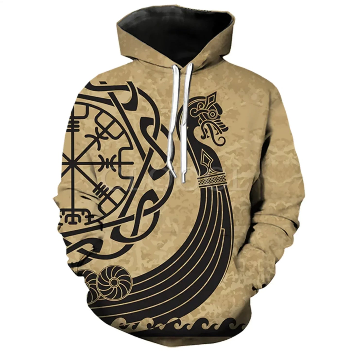 2023 New Autumn Men's Hoodie Wolf Print 3D Sweatshirts Urban Trendy All-Match Oversized Tops Poleron Hooded Clothes Men Clothing