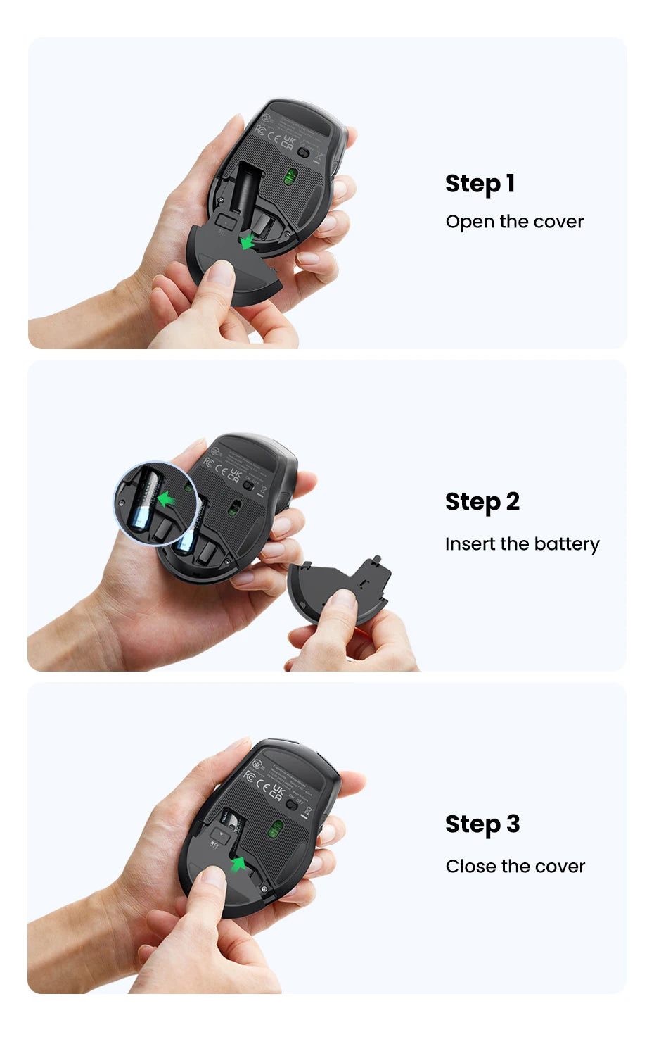 Mouse wireless UGREEN Bluetooth 5.0 ergonomico 4000DPI con 6 pulsanti silenziosi per MacBook, tablet, laptop, computer e PC, mouse 2.4G