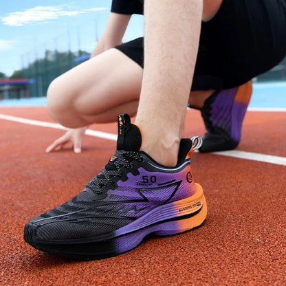 New Men's Carbon Plate Running Shoes Soft Cushion Shock Absorbing Sports Shoes Unisex Lightweight Anti-Slip Training Sneakers