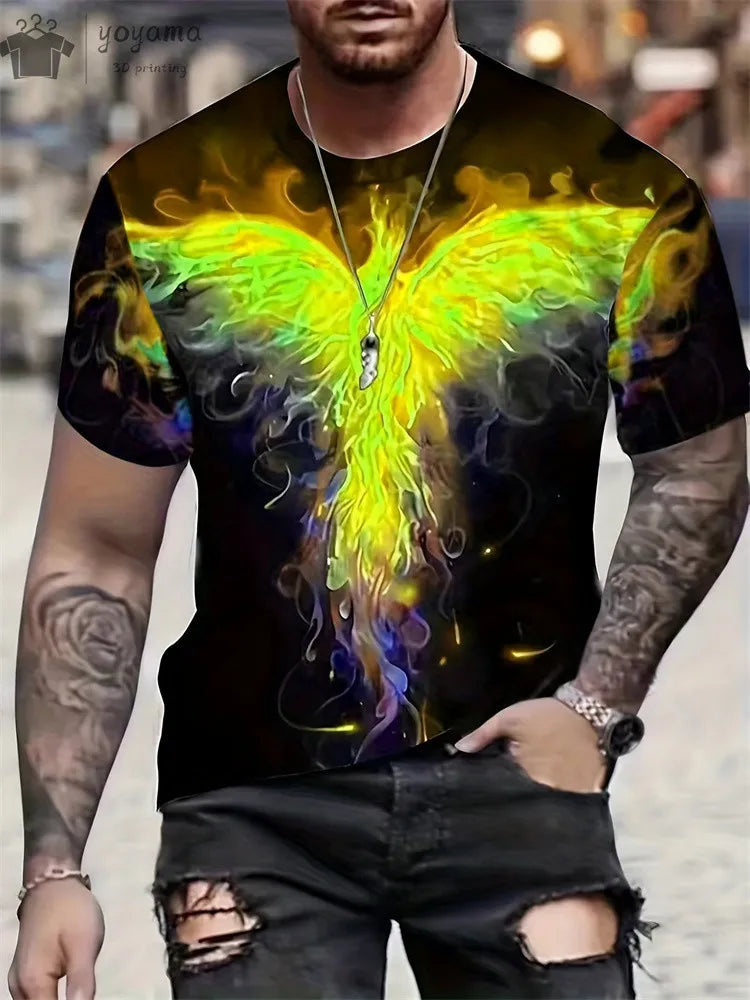 Animal Dragon 3D Print Sport Quick-dry Breathable Men TShirt Outdoor Street Harajuku Run Fitness Short Sleeve Clothes Top Summer