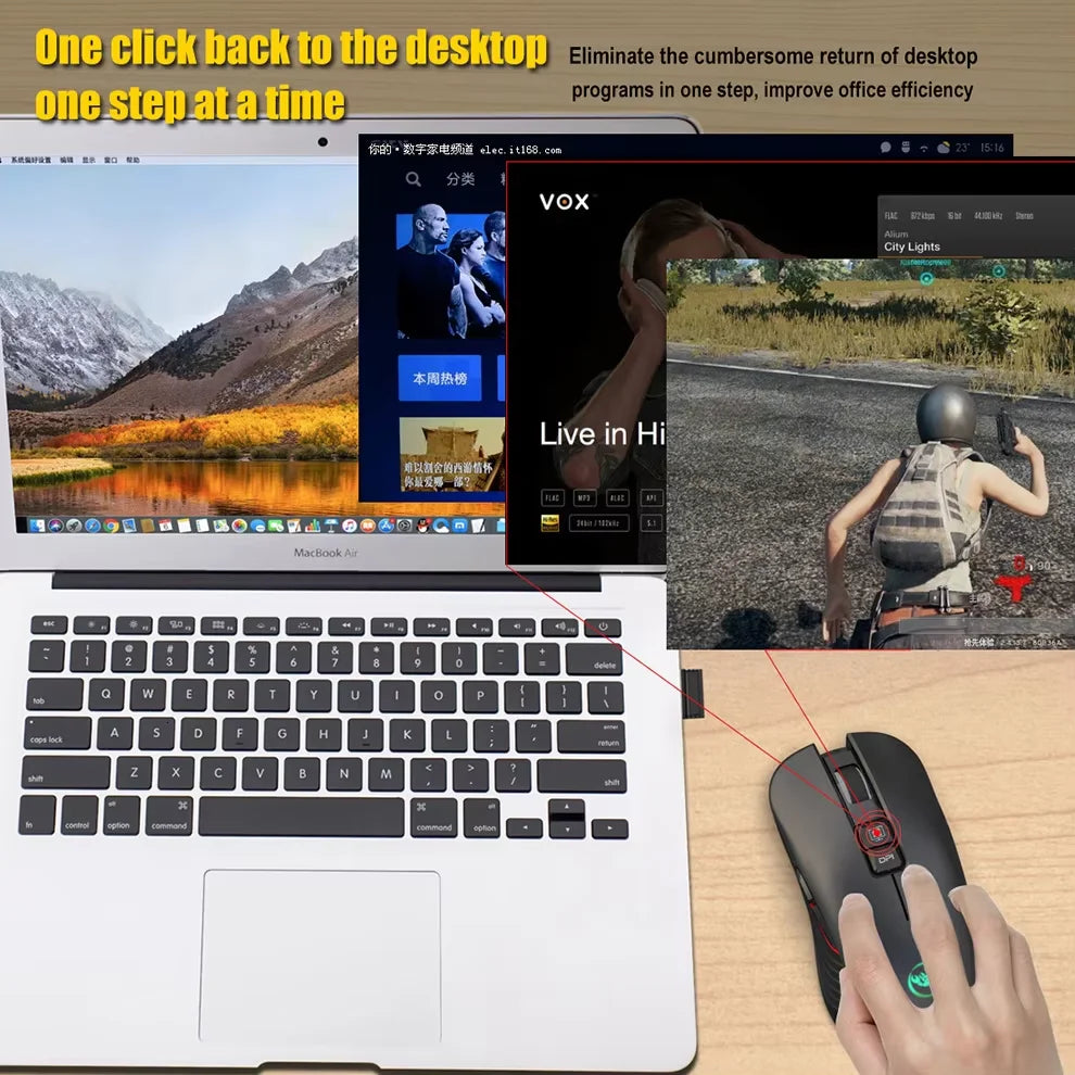 Wiederaufladbare kabellose USB-Maus für Rechtshänder, Type-C-Maus für Laptop und Computer, leiser Klick, hintergrundbeleuchtete Gaming-Maus, 3600cpi