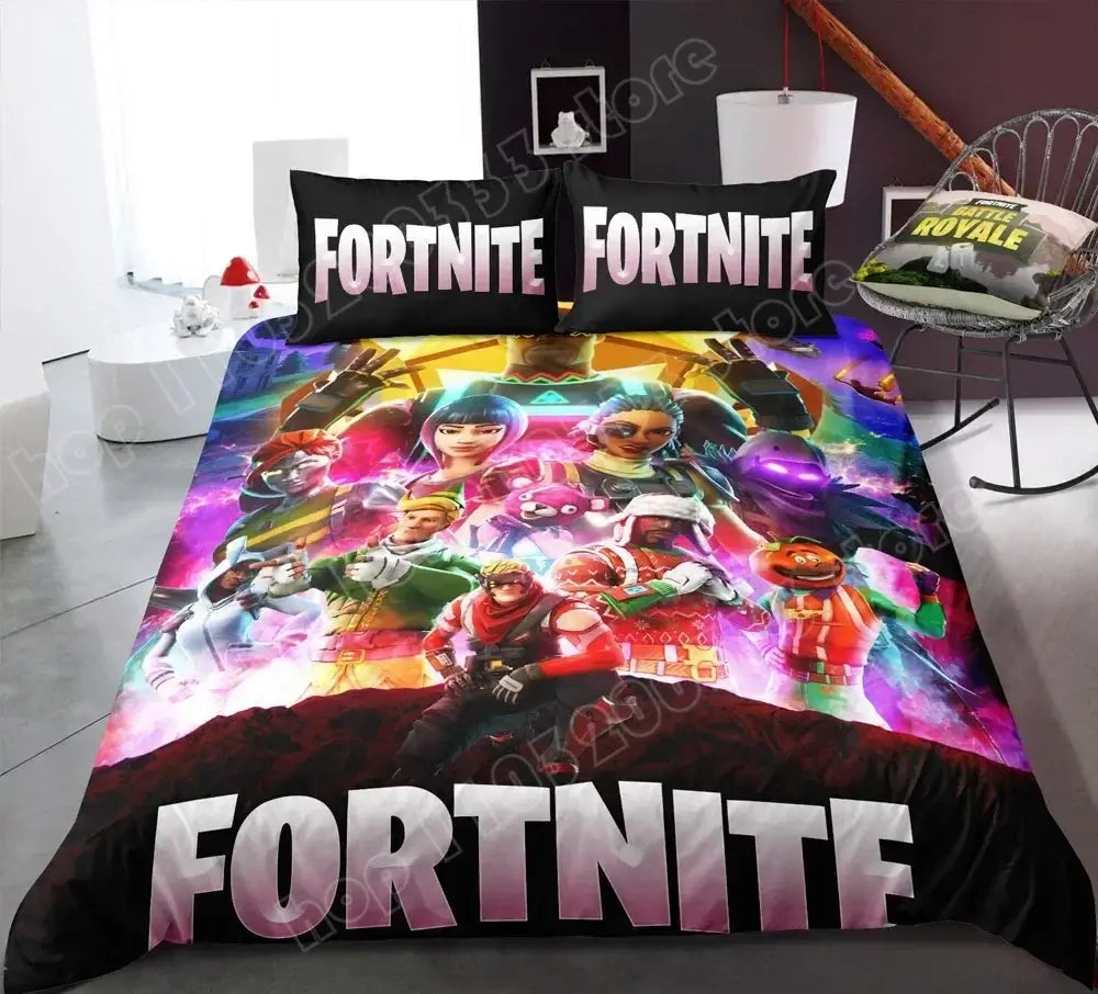 Fortnite Bedding Set Duvet Cover 3 Piece 3D Printed Bedroom Bedding Game Anime Cartoon Pillowcase Room Decoration Gifts