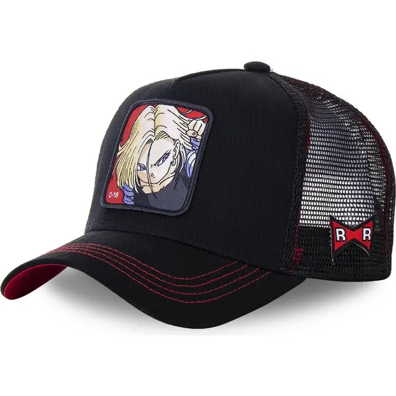 Casquette Dragon Ball Son Goku pour l'été : casquette de voyage à visière, pour homme, brodée, style hip-hop, visière pare-soleil, casquette trucker ajustable en maille
