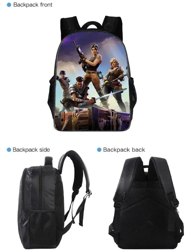 Fortnited 3PCS Backpack for Boys Victory Game 16 Inch Water Resistant Preschool Knapsack Cool Elementary School Backpacks