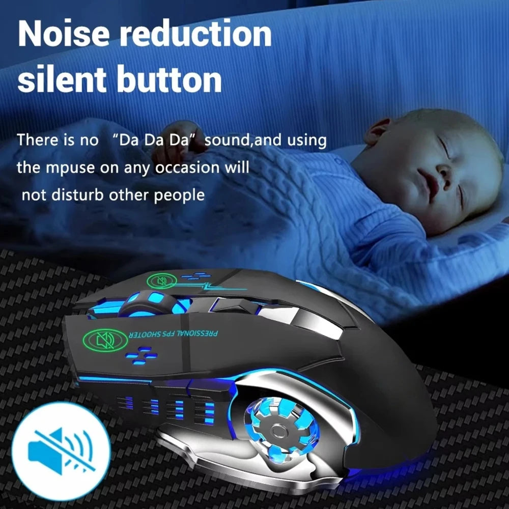 EMTRA Bluetooth Wireless Mouse 2.4G USB Mechanische Maus mit Hintergrundbeleuchtung, leise, wiederaufladbare Gaming-Maus, Laptop- und Computerzubehör