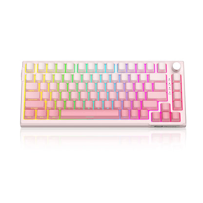Teclado gaming mecânico MageGee SKY81 75%, RGB, gasket mount, hot-swappable, com fios, personalizável, som cremoso, amortecimento acústico e botão rotativo