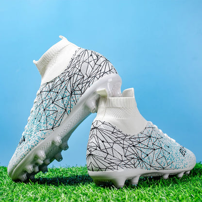 AG/FG Athletic Soccer Cleats PU Fabric Comfort Upper TPU Anti-Slip Long Studs Sole Reliable Quality Adult Kids Training Shoes