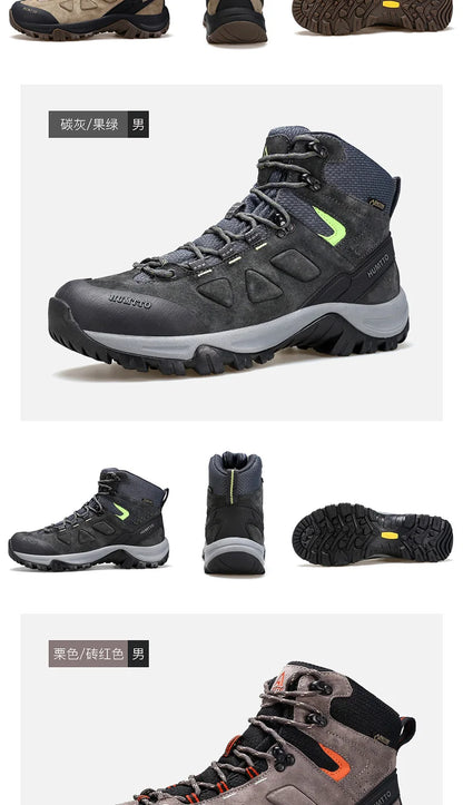 HUMTTO Sapatilhas de Caminhada Impermeáveis para Homem, Botas de Caça Táticas de Deserto, Botas de Trekking pelo Tornozelo para Homem e Mulher, Quentes em Couro