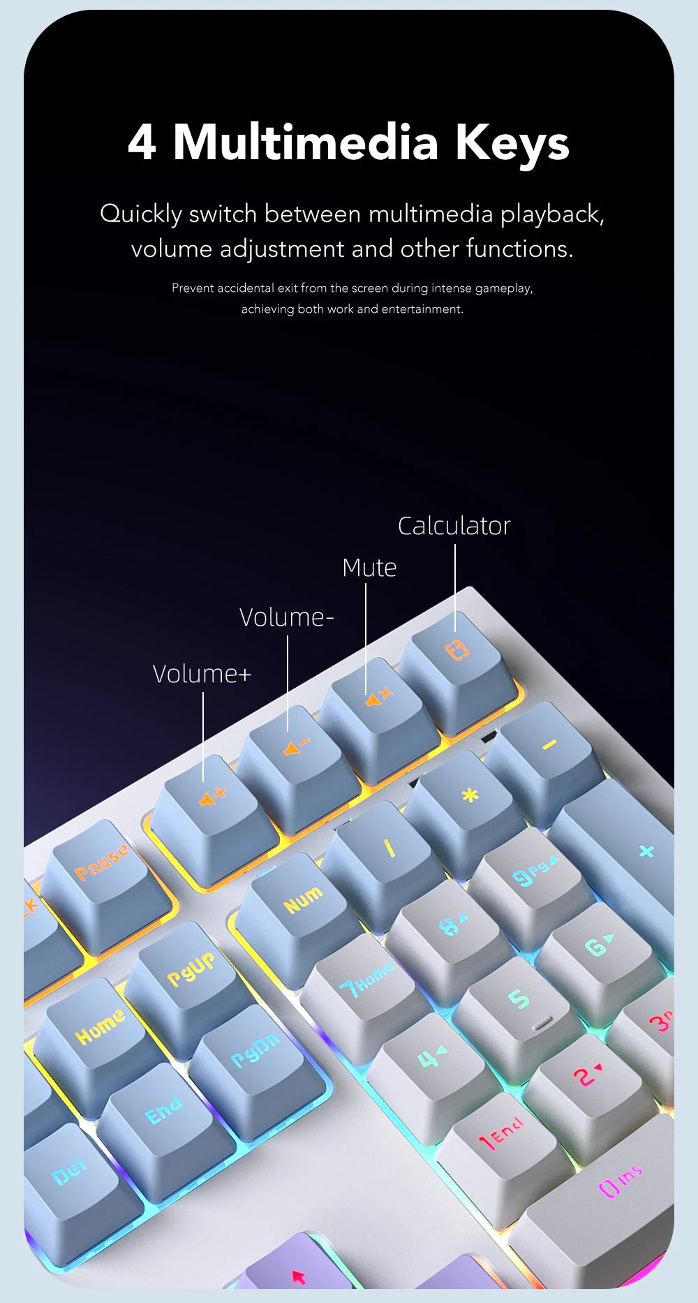 108-key Wired Mechanical Gaming Keyboard with RGB Backlit | Gaming Chip | Low Latency | Anti-Ghosting | for PC Win/Mac Gamers
