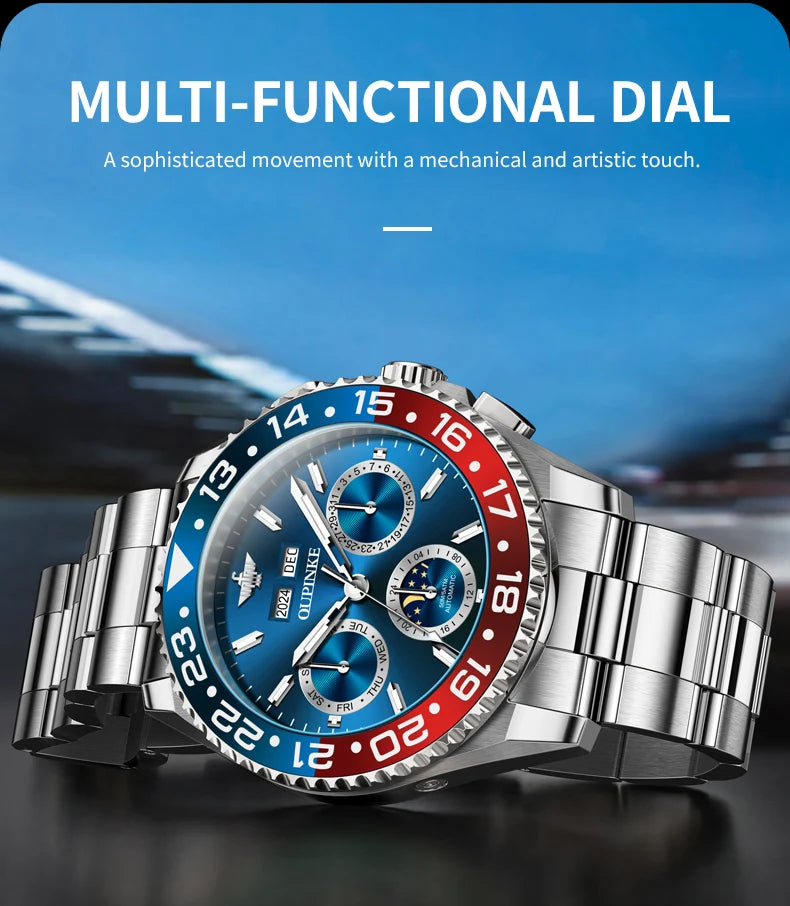 OUPINKE Fashion Mens Watches Top Brand Luxury Business Sport Watch Multifunction Automatic Mechanical Men Clock Waterproof Reloj
